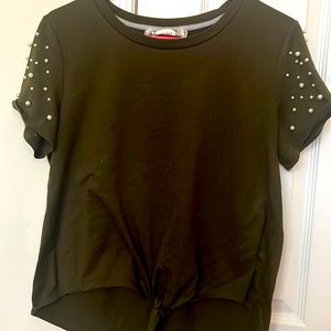 Pearl Studded Short Sleeve Blouse